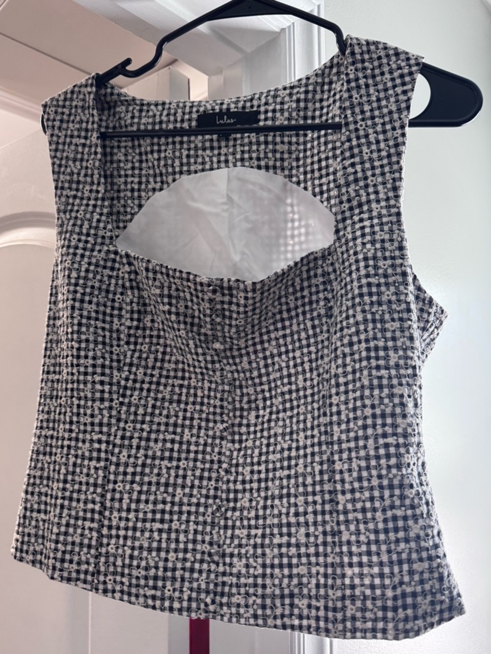 Lulu's Black & White Checkered Cutout Camisole